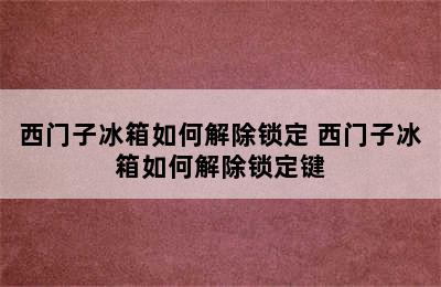 西门子冰箱如何解除锁定 西门子冰箱如何解除锁定键